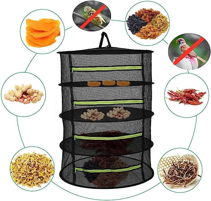 4-Layer Folding Nylon Mesh Drying Rack with Carrying Bag T6430