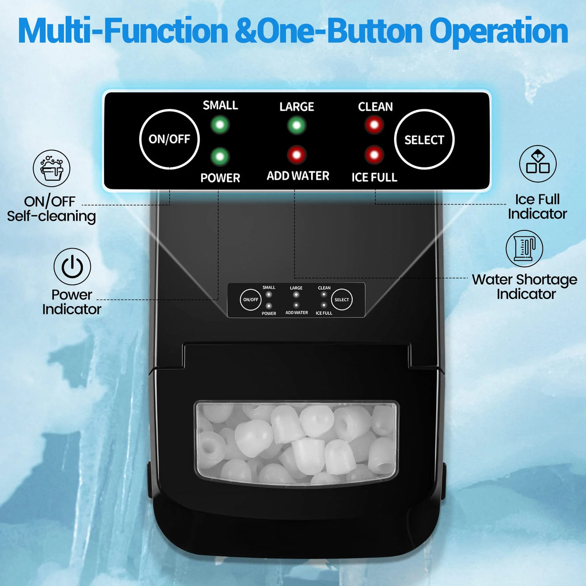 Black Portable Compact Countertop Ice Maker R44375