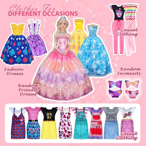 Doll Clothes and Accessories with Princess Gowns Dresses Shoes K232