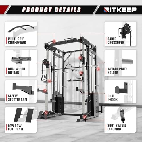 All-in-One Home Gym Equipment with 2200lb Load Capacity and 320lb Weight Stack Y72731