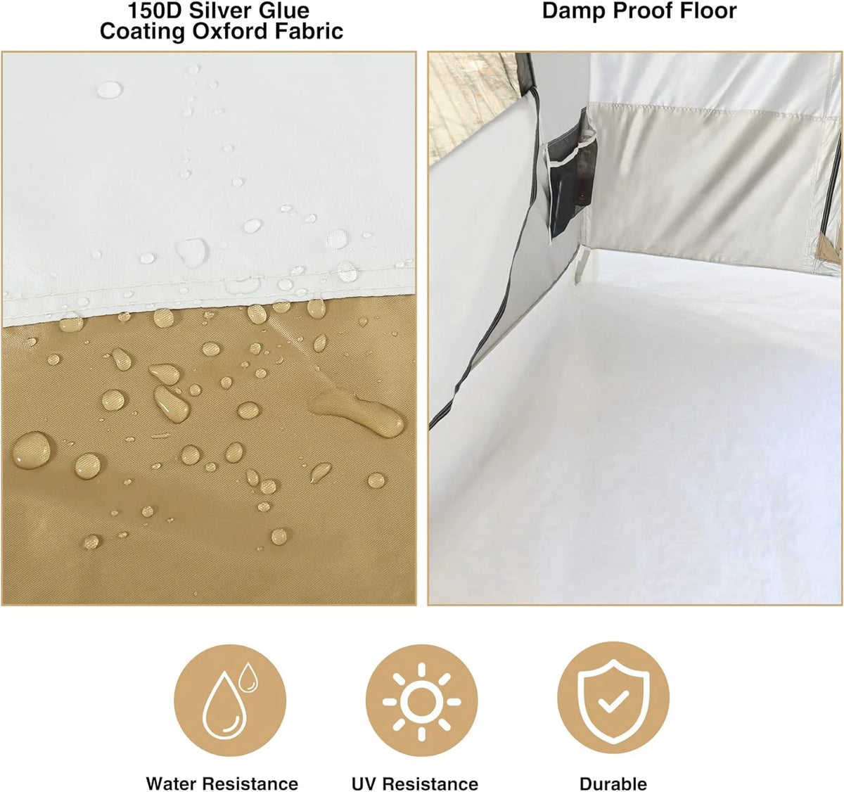 10' x 10' Khaki Camping Inner Tent Square Tent with Full Floor U28714