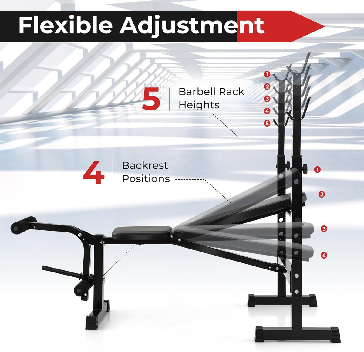 Adjustable Weight Bench with Squat Racks D996