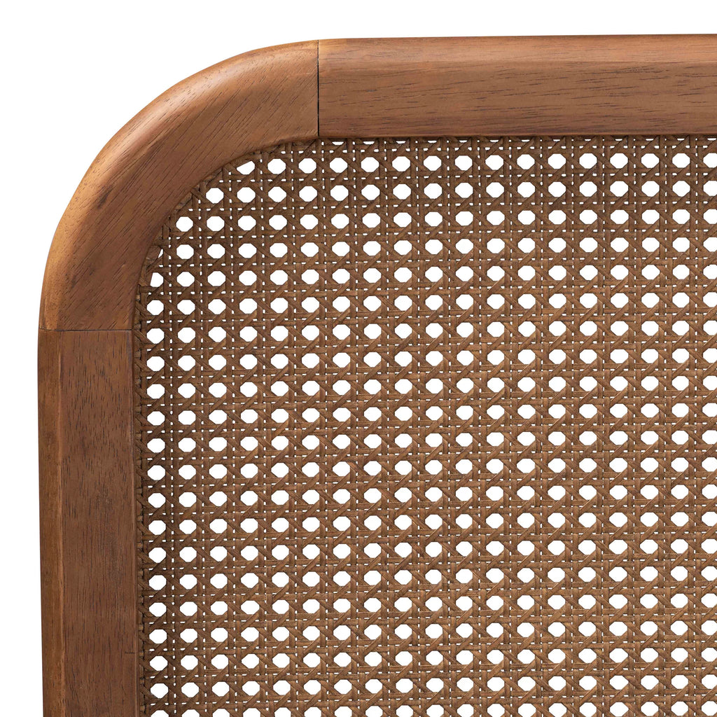 Walnut Brown Wood and Synthetic Rattan Queen Size Platform Bed B460444