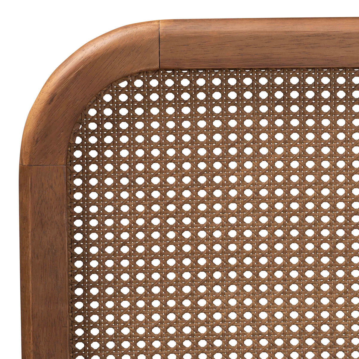 Walnut Brown Wood and Synthetic Rattan Queen Size Platform Bed B460444