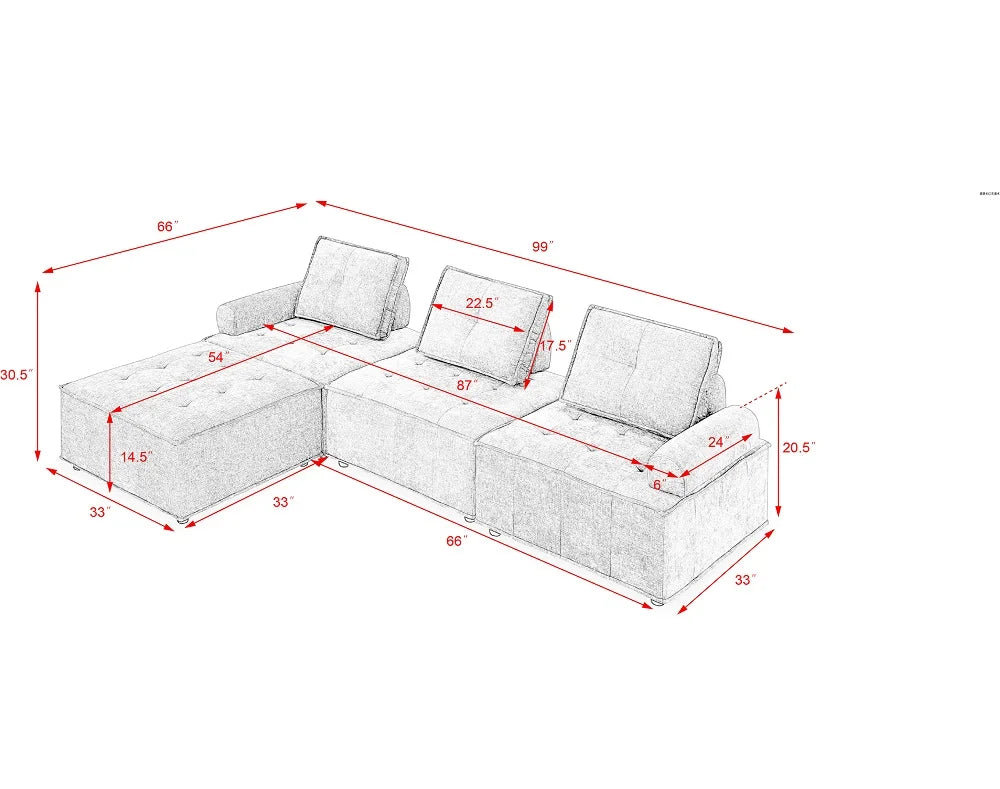Chenille Grey Modular Sectional Sofa G776937