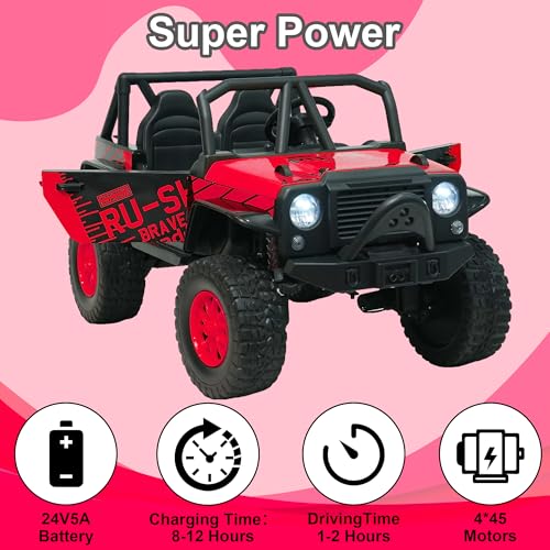 24V 5AH 2 Seater 4WD Electric Ride On Car with Remote Control (Red) N657085