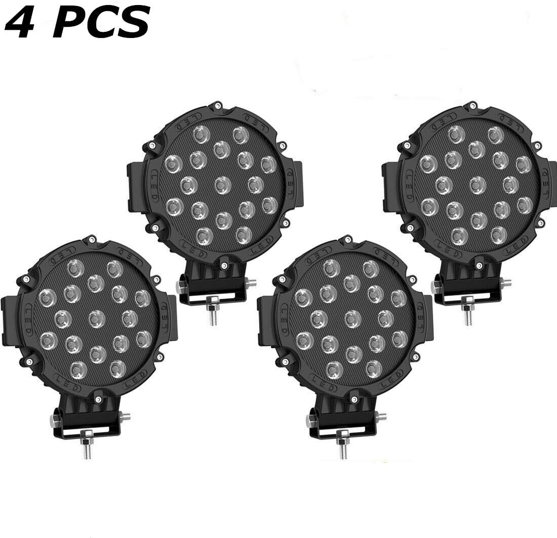 51W Round LED Off-Road Work Lights 4 Pcs Red S927