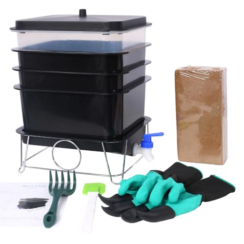 Black 4-Tray 20L Worm Composter Y841634