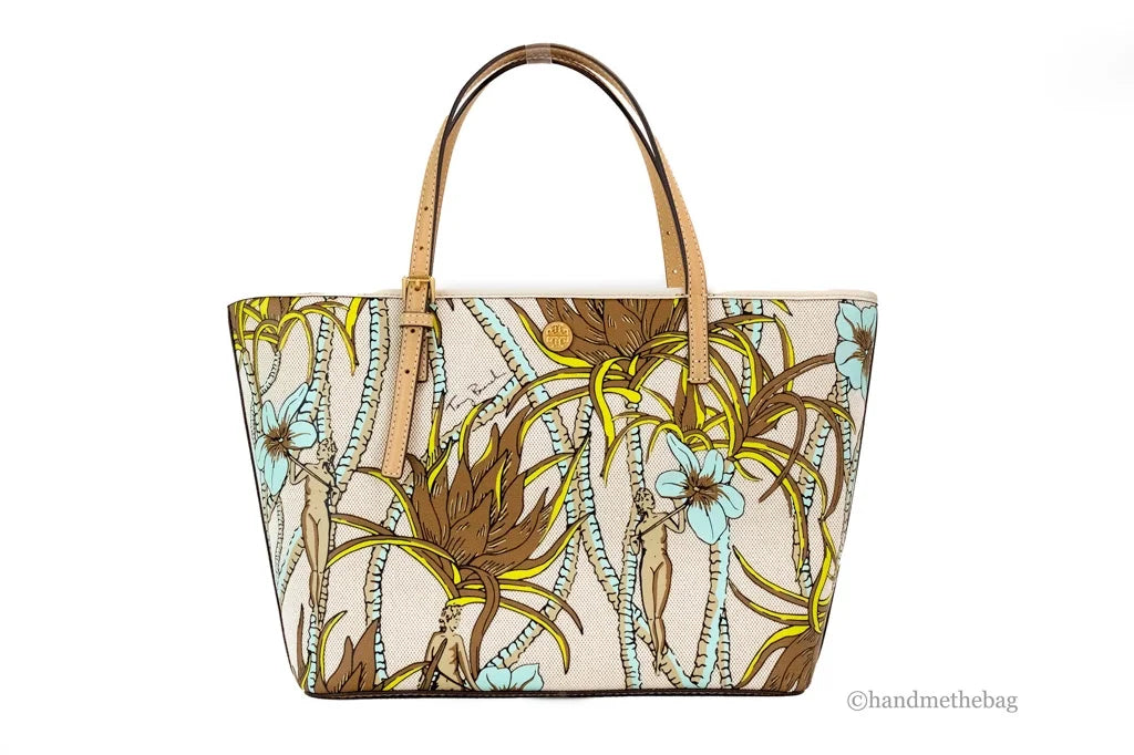 Small Climbing Palms Printed Canvas Tote Handbag O350883