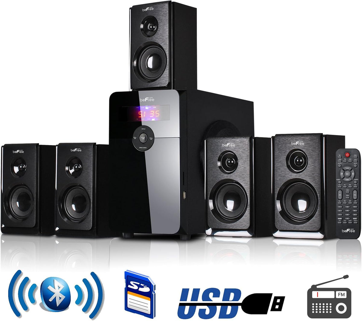 Black 5.1 Channel Bluetooth Speaker System X881763