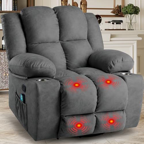 Oversized Power Lift Recliner Chair with Massage, Dark Grey S4706