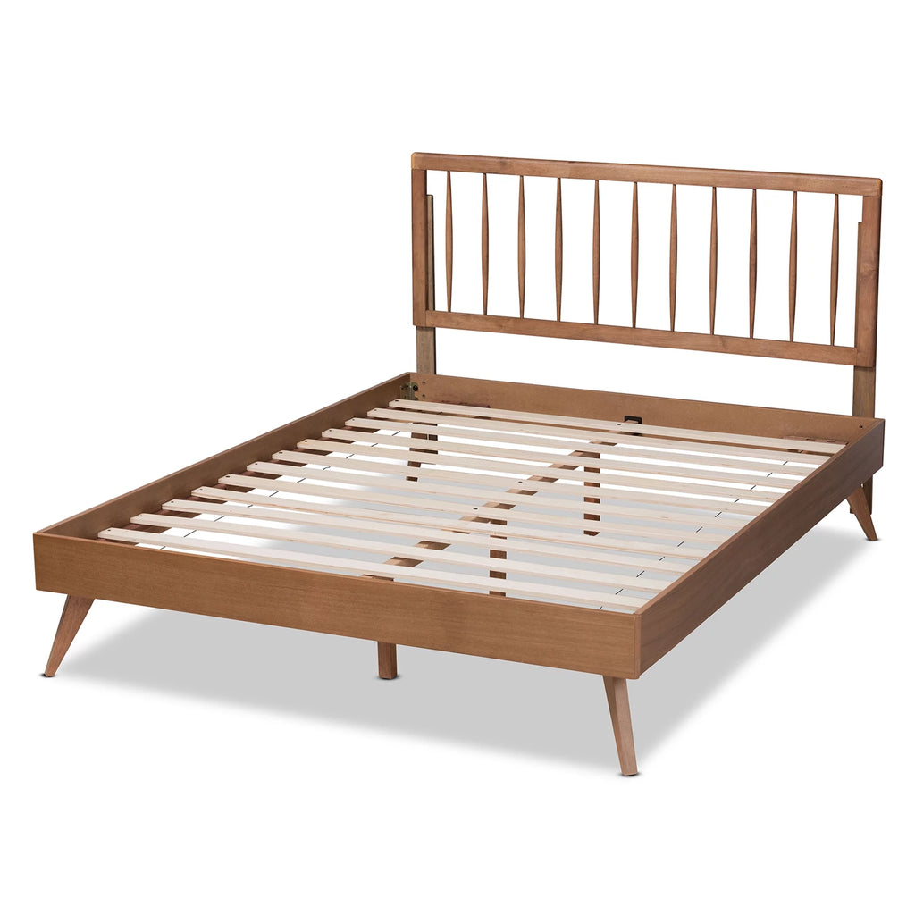 Full Ash Walnut Wood Platform Bed S6389