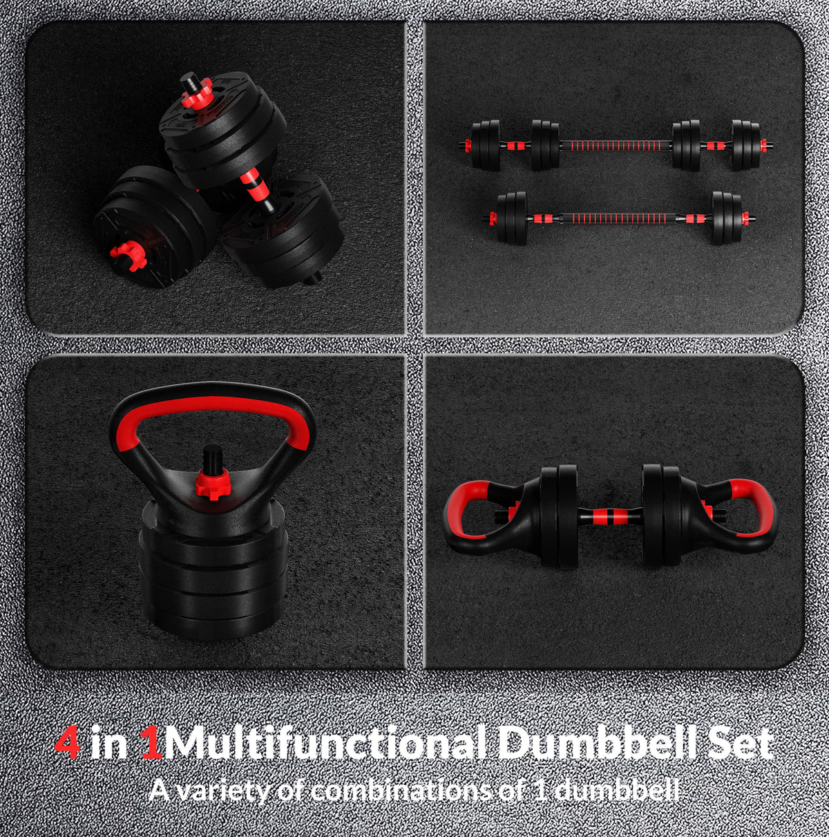 60LB 4-in-1 Adjustable Dumbbell Barbell Kettlebell Set A223167