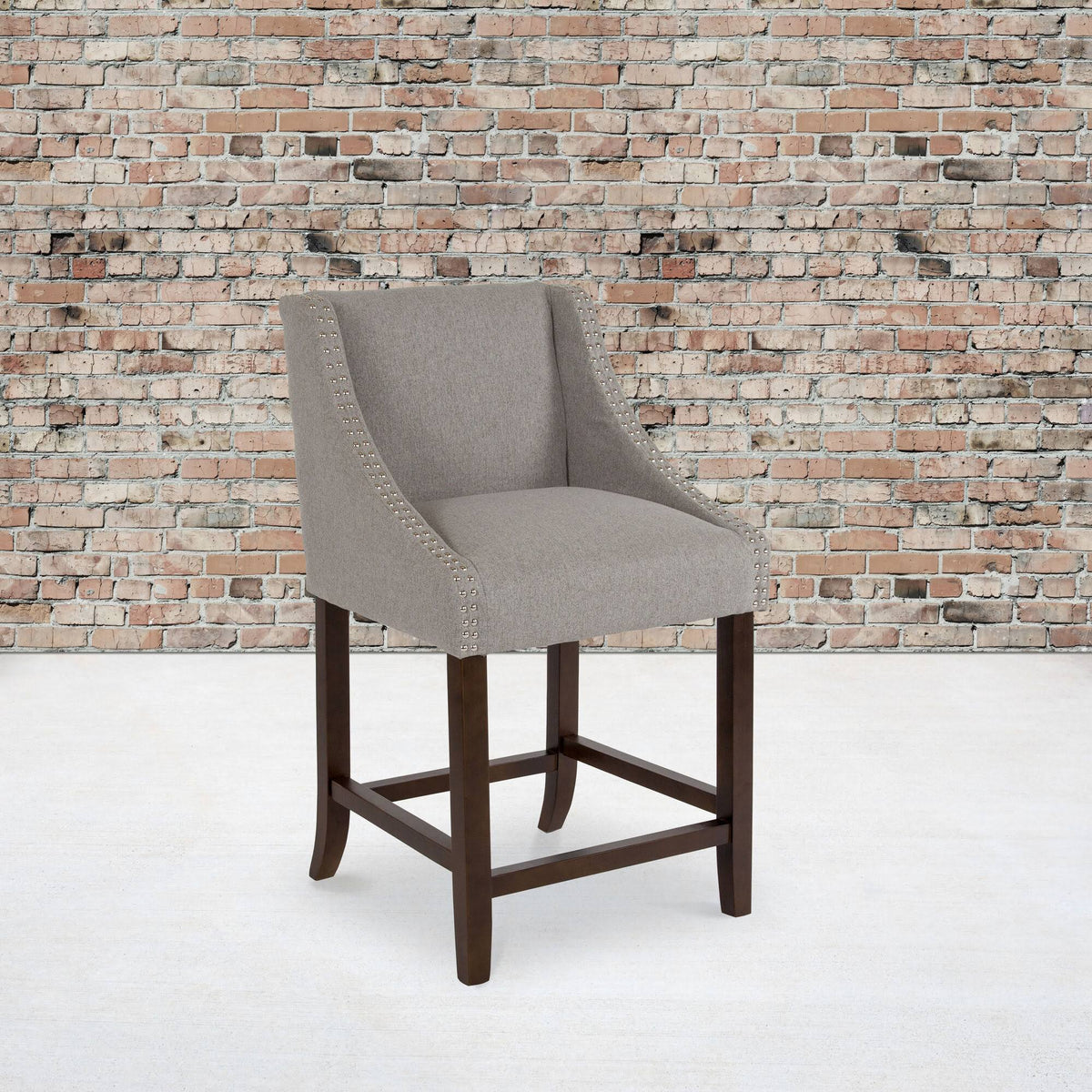 Light Gray Fabric Counter Height Stool W8566