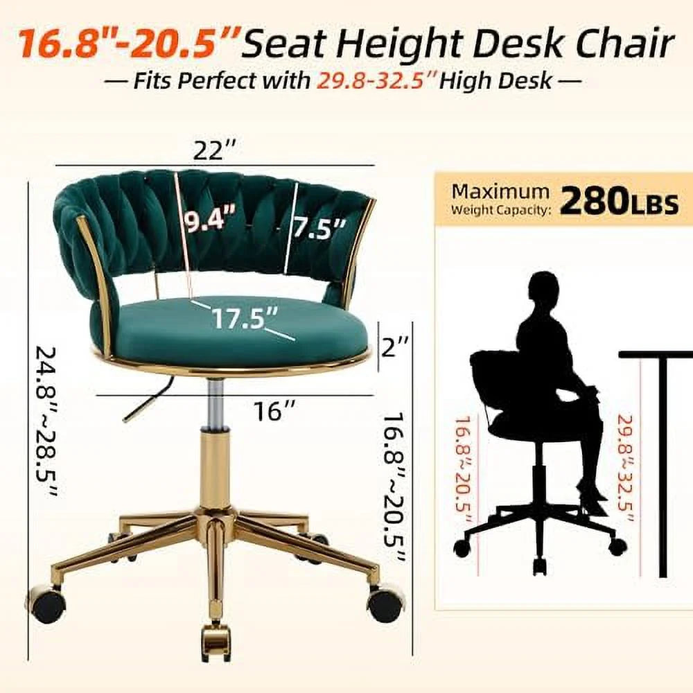 Dark Blue Velvet Desk Chair with Wheels G452443