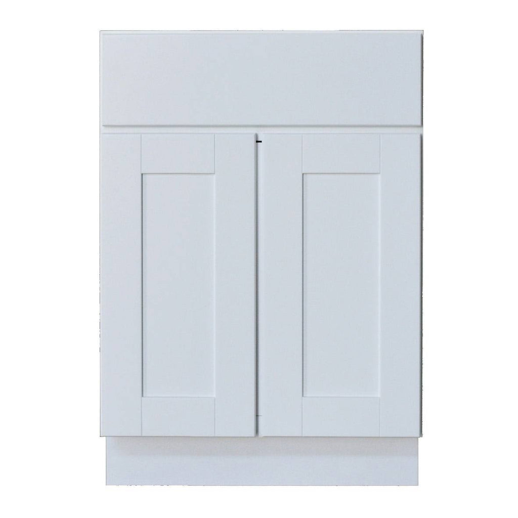 White Double Door Base Cabinet with Drawer C301908