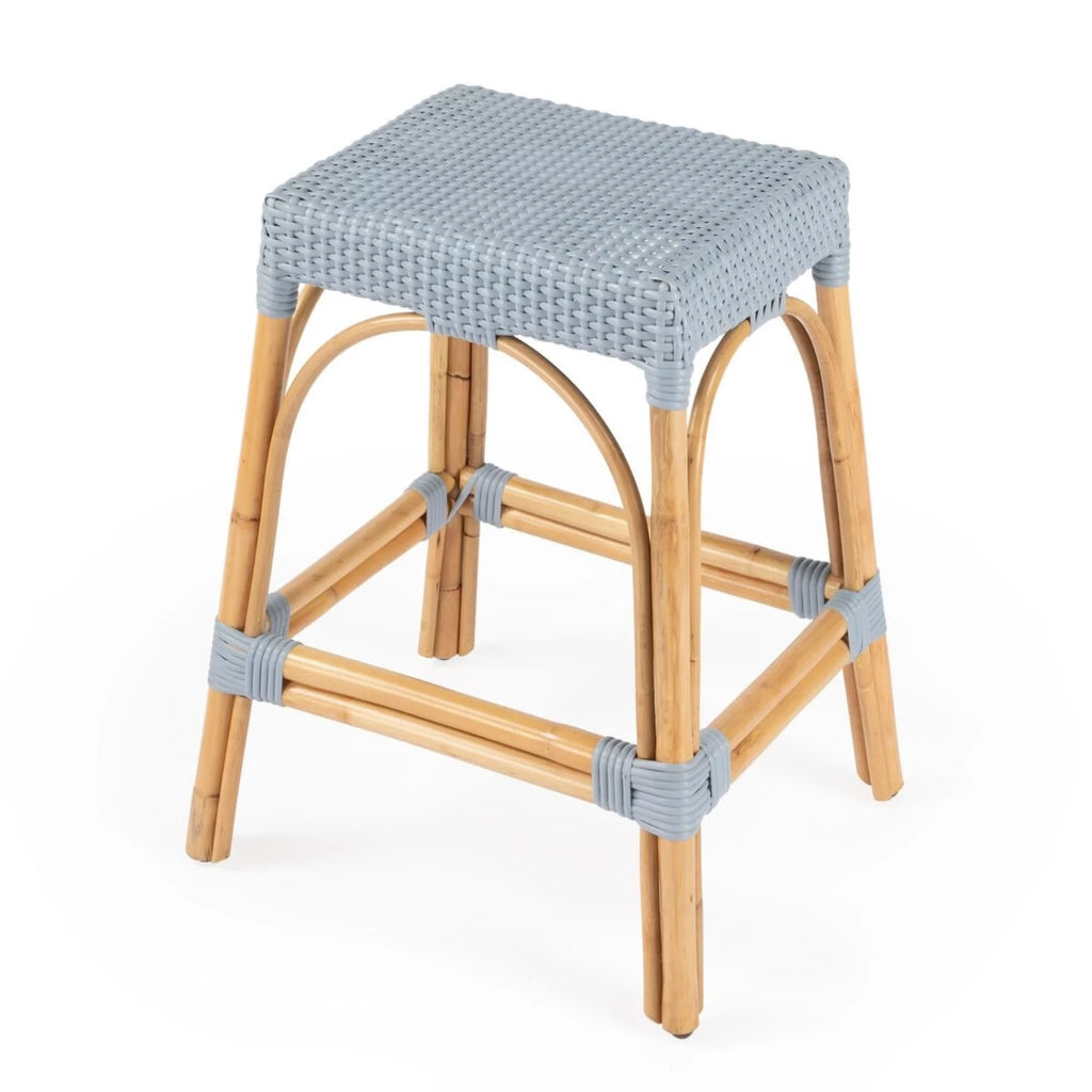 Baby Blue Rattan Counter Stool V752