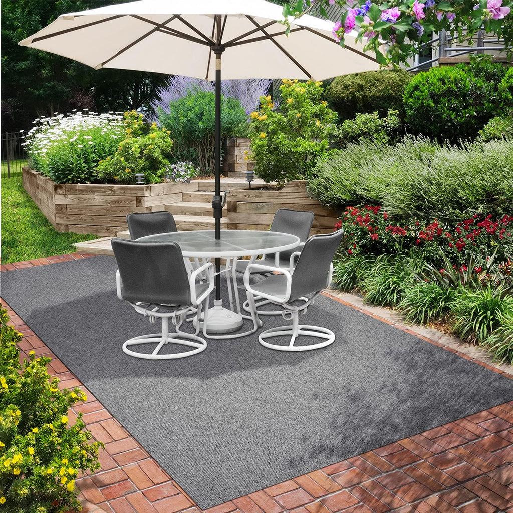Gray 6 Feet x 15 Feet Indoor Outdoor Carpet with Rubber Backing T9364