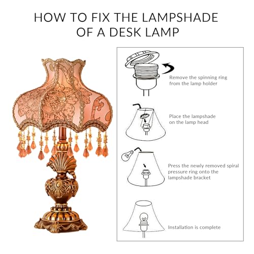 Antique Victorian Floral Table Lamp Fabric Lampshade Resin Base C410