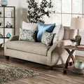 Beige & Teal Chenille Loveseat F80242
