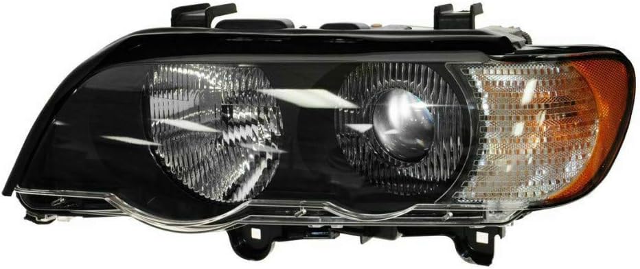 For BMW X5 Headlight Pair Driver and Passenger Side Black Housing I50114