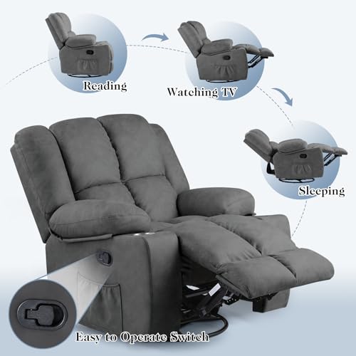 Oversized Power Lift Recliner Chair with Massage, Dark Grey S4706