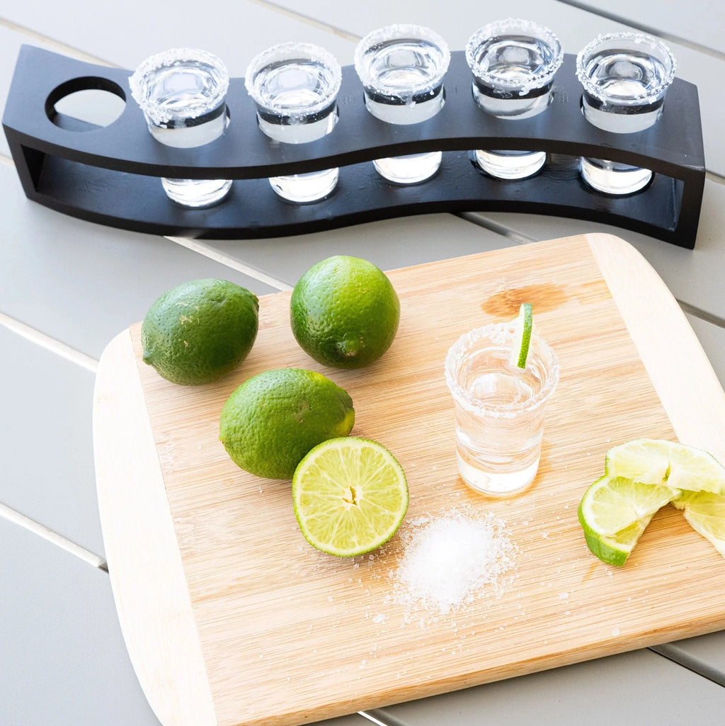 Shot Glasses Set of 6 with Wood Base B836613