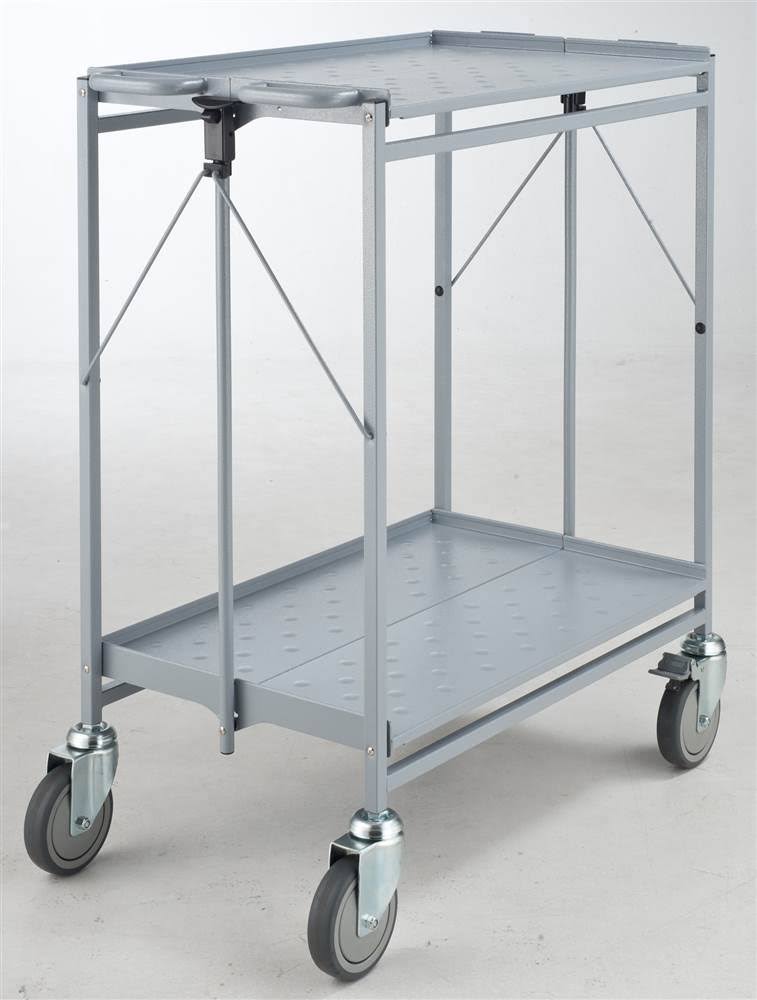 Gray 2-Shelf Folding Swivel Caster Carts G5985