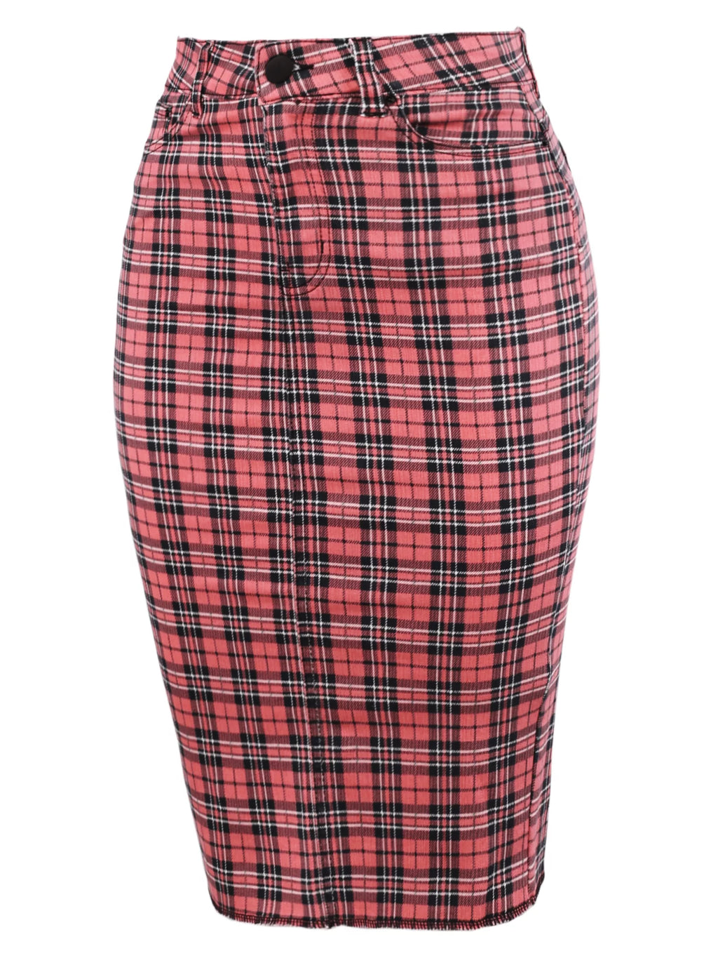 Slim Fit Rayon Knee Length Back Slit Denim Pencil Skirt T760796