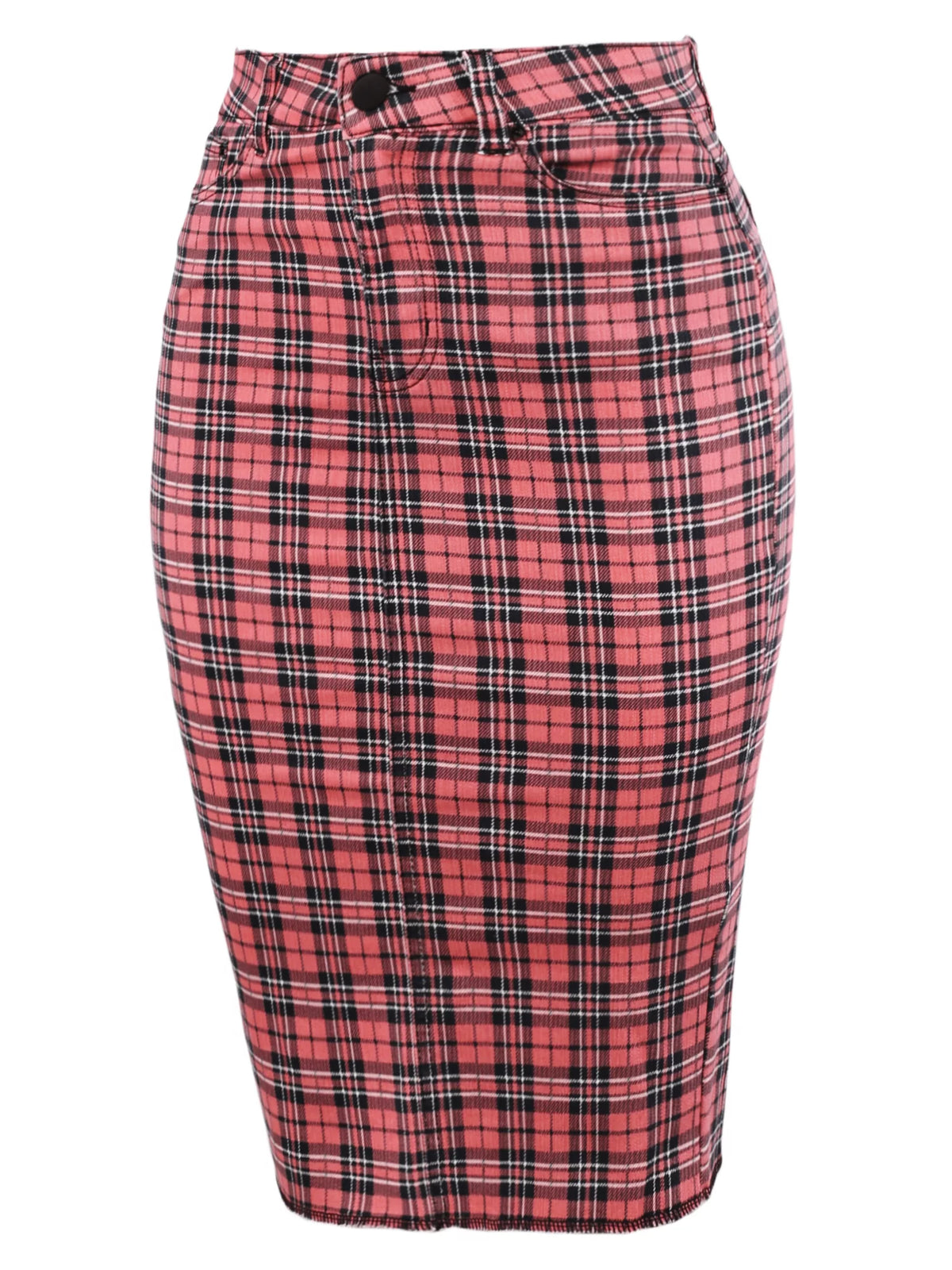 Slim Fit Rayon Knee Length Back Slit Denim Pencil Skirt T760796