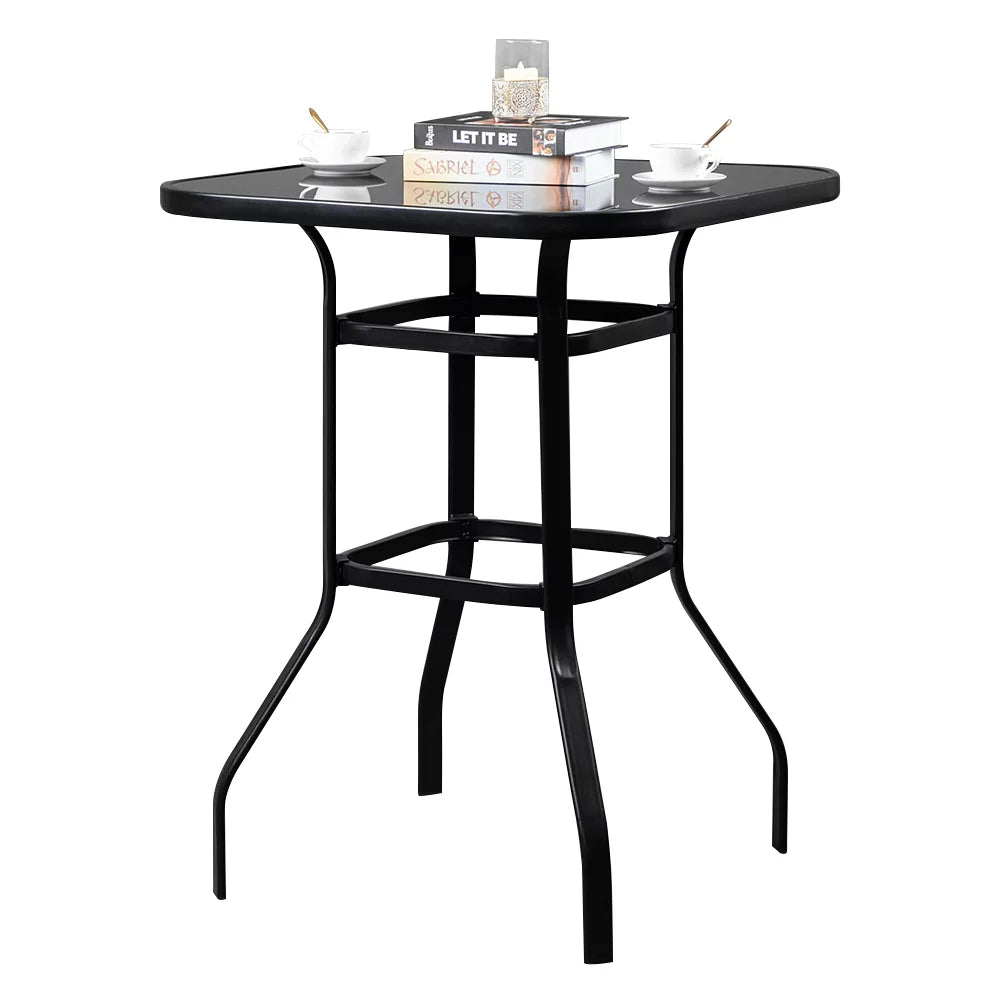 31"x 31" x 40" Black Wrought Iron Glass Bar Table E42680