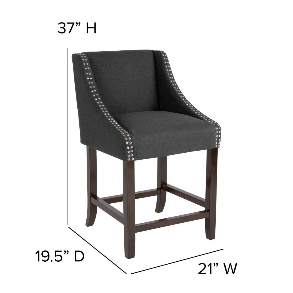 Light Gray Fabric Counter Height Stool W8566