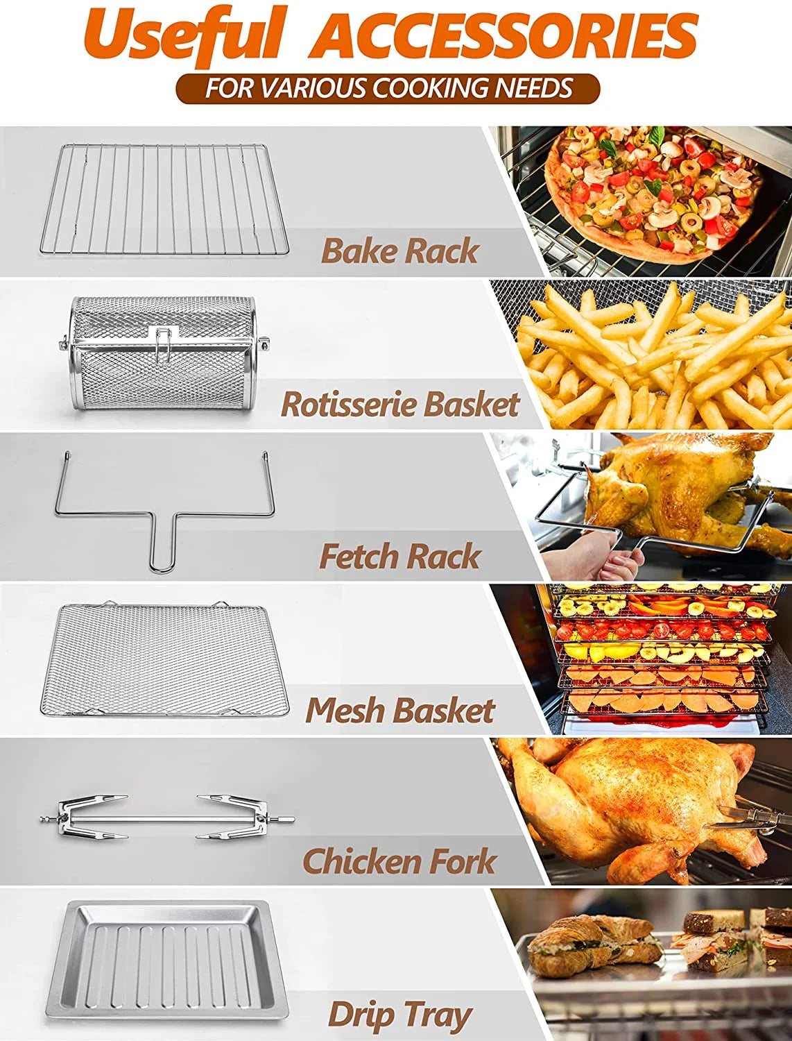 15-In-1 16 Quart Air Fryer Toaster Oven with 7 Accessories T915