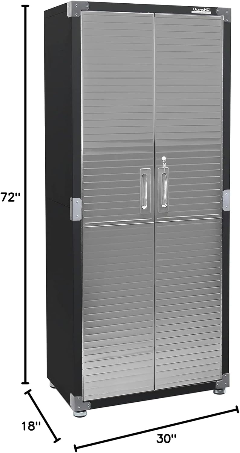 Solid Steel Lockable Metal Storage Cabinet with Adjustable Shelves, 30" W x 18" D x 72" H, Graphite R5837
