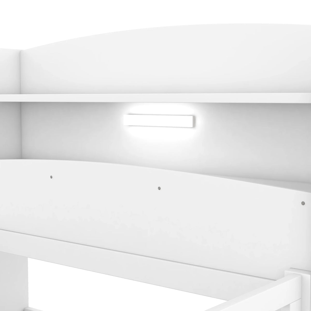Twin Size Wood Platform Bed with Storage Headboard and Guardrail S570533