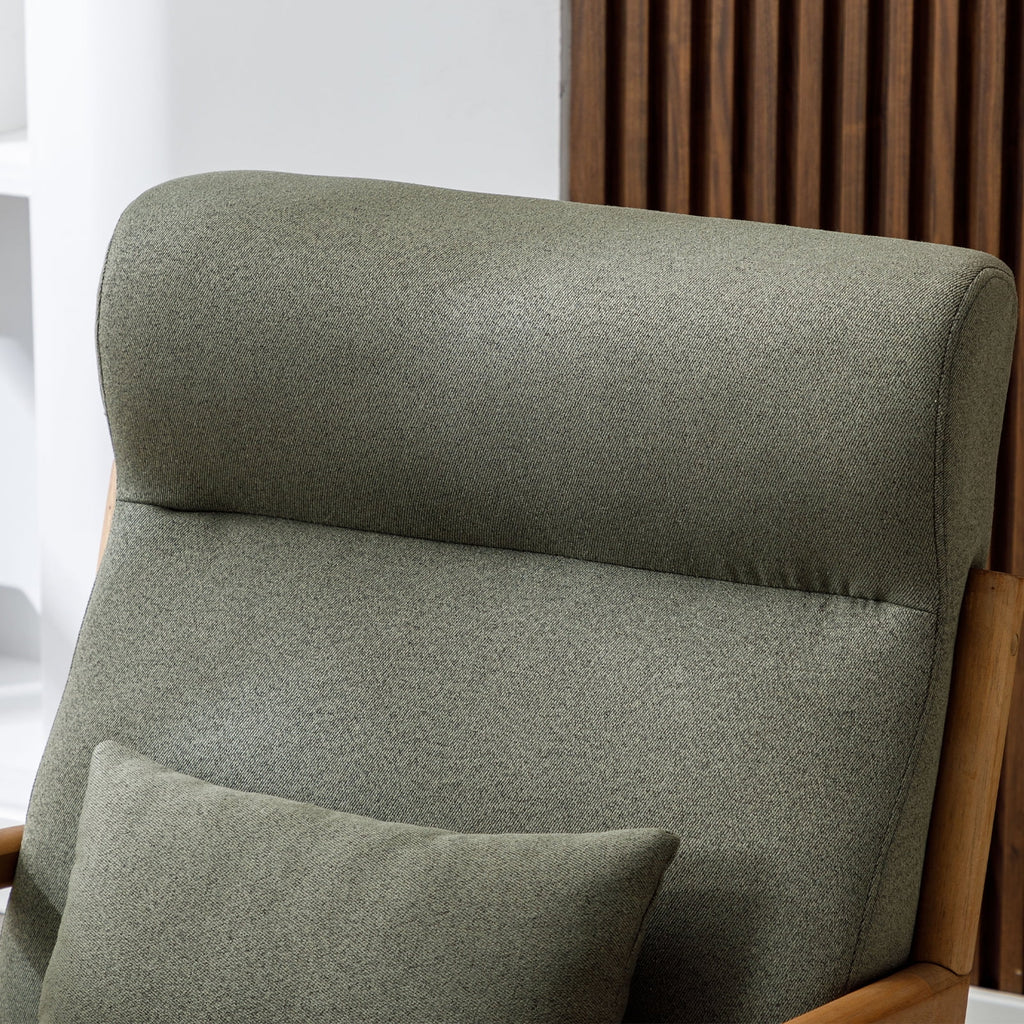 Mid-Century Modern Green Upholstered Accent Chair with Pillow D603655