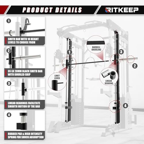 All-in-One Home Gym Equipment with 2200lb Load Capacity and 320lb Weight Stack Y72731