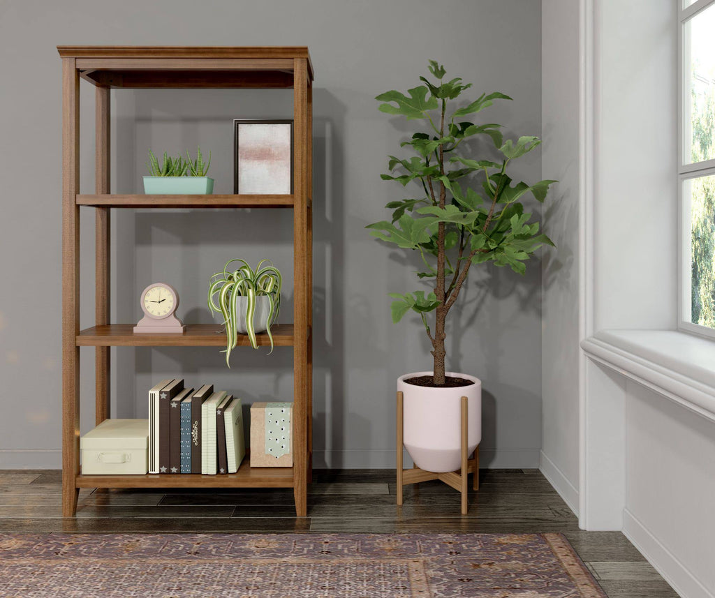 Walnut Brown Solid 3-Tier Tall Bookcase Z317