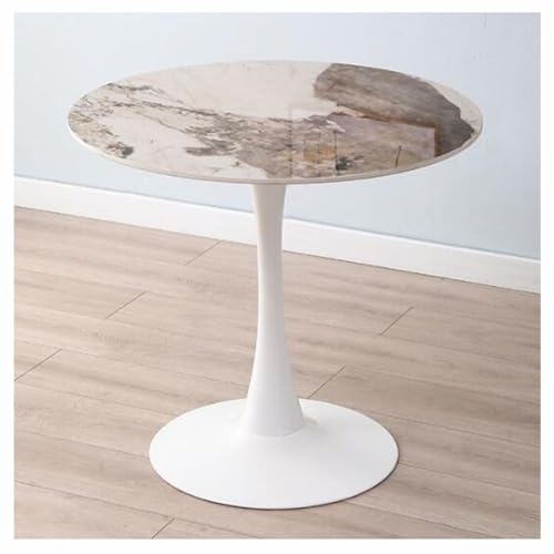 60/70/80cm Round Marble Dining Table with Metal Base R763426