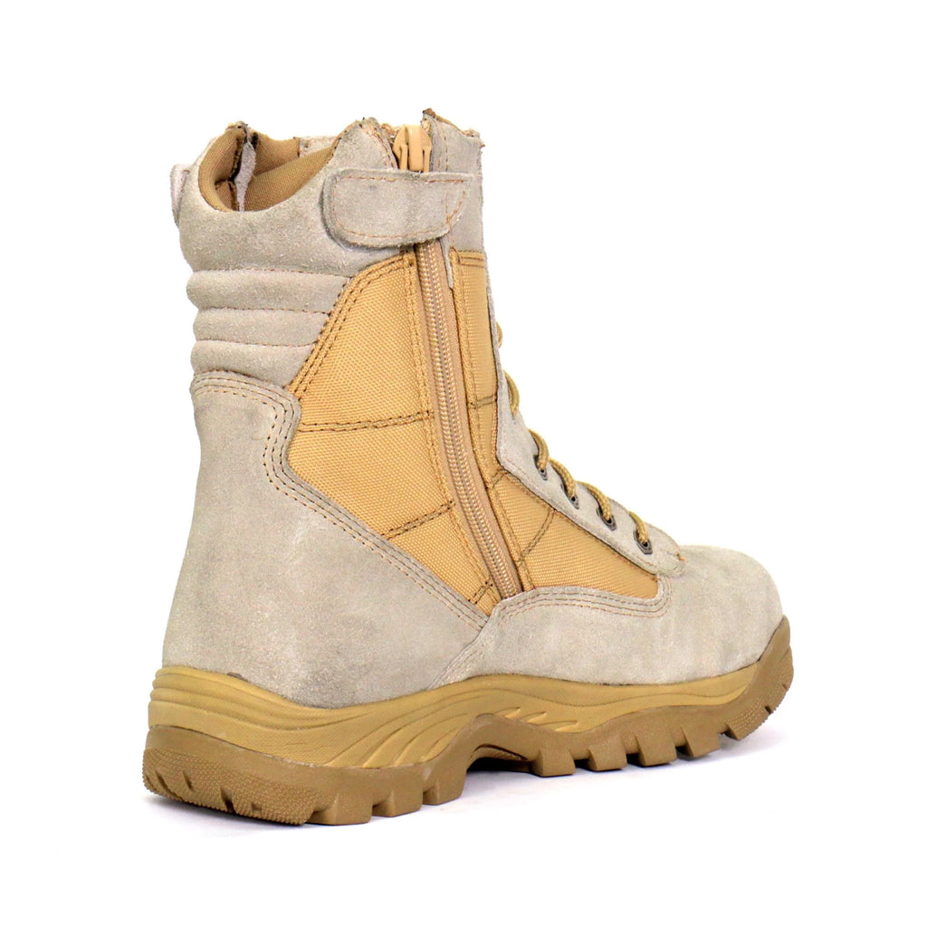 Tan Leather Lace Up Boots with Zippers O33857
