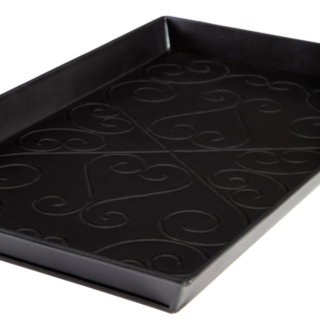 Black Metal Boot Tray with Coir Insert O26948