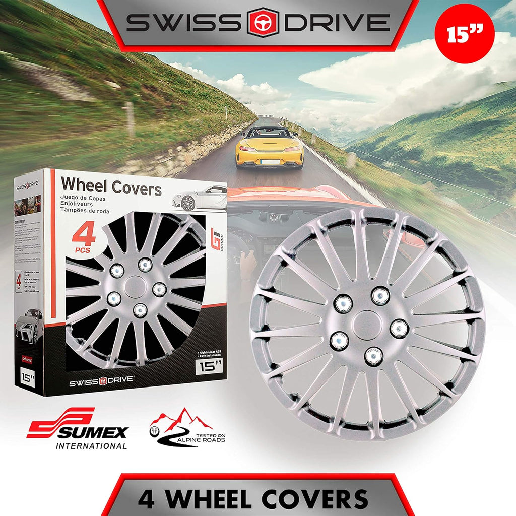 15-Inch Set of 4 Silver Hub Caps O120