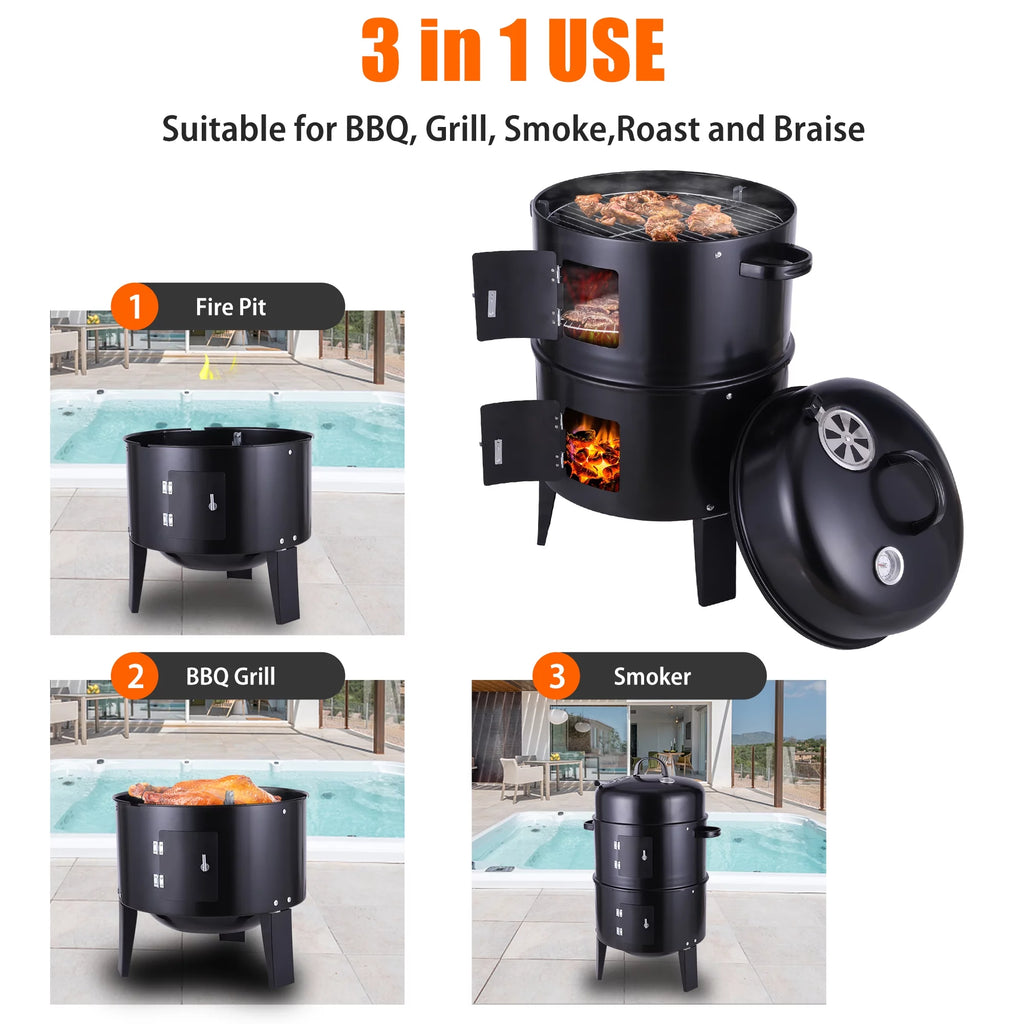 Portable Charcoal Smoker Grill S312939
