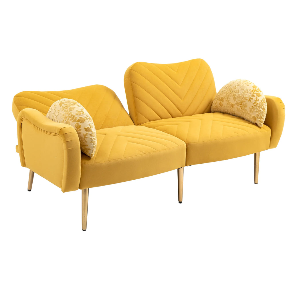 Velvet Love Seats Sofa with 2 Bolster Pillows M829434