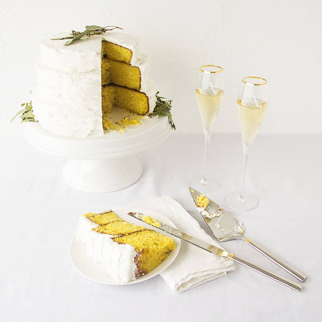 Gold Champagne Flutes and Cake Serving Set N171648
