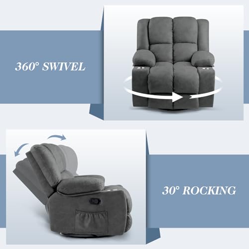 Oversized Power Lift Recliner Chair with Massage, Dark Grey S4706