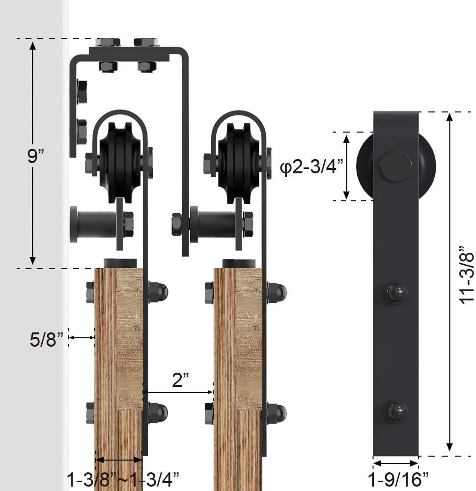 4FT Metal Sliding Bypass Barn Door Hardware Kit H851856