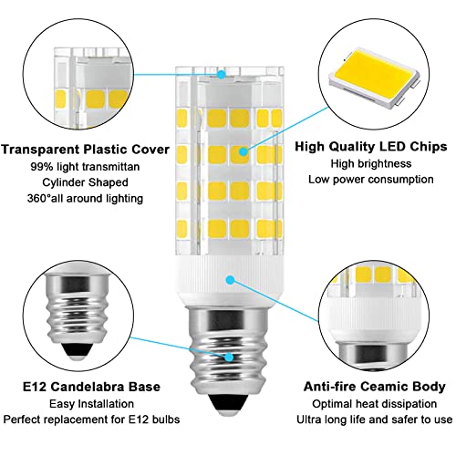 10 Pack E12 LED Candelabra Bulbs, 6000k Daylight White, 5W 450 Lumens K211182