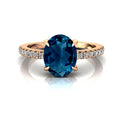 Solid Gold Halo London Blue Topaz Diamond Ring A50409