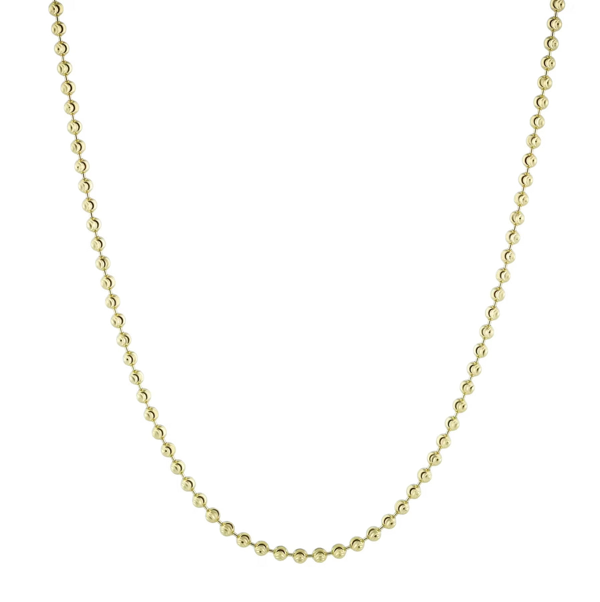 18k Yellow Gold Plated Sterling Silver 2mm Moon-Cut Chain Necklace C480504